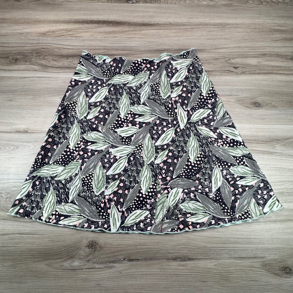Women's reversible Flowy Midi Skirt Tropical Leaf Floral Print Elastic‎ Waist